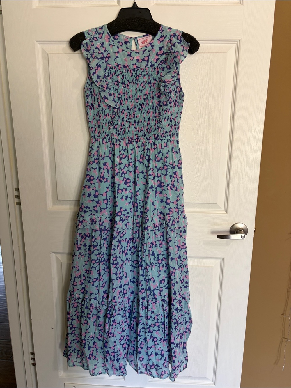 Banjanan Light Blue Maxi Dress with Purple & Pink Floral Print